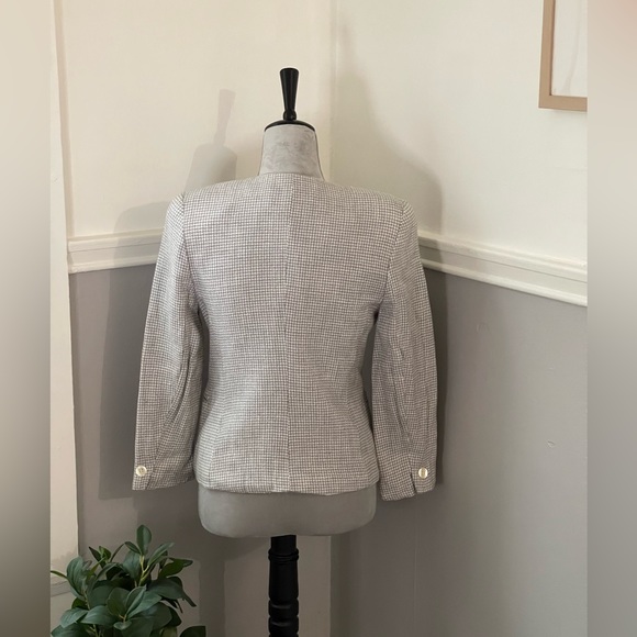 Vintage Jones New York Cream & Grey Houndstooth Blazer - Picture 7 of 14